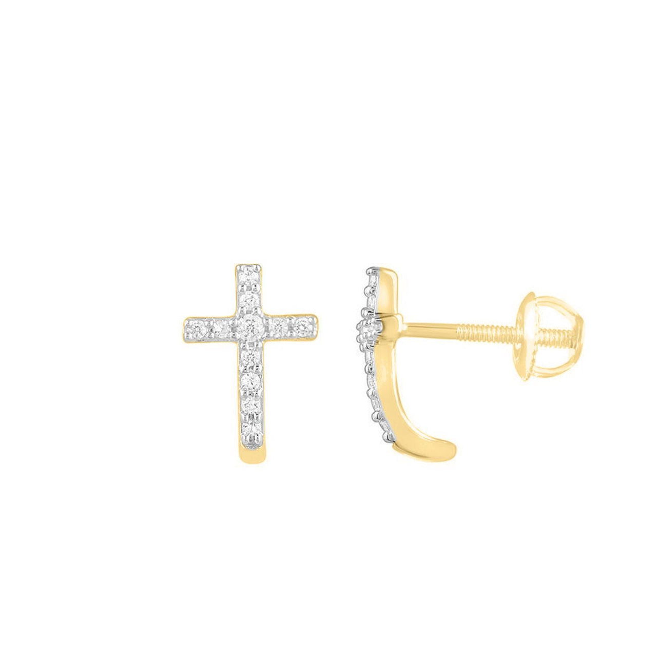 UNISEX EARRINGS 1/6 CT ROUND DIAMOND 10K YELLOW GOLD