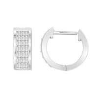 Thumbnail for LADIES HOOPS 1/4 CT BAGUETTE DIAMOND 10K WHITE GOLD