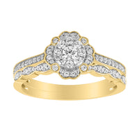 Thumbnail for LADIES BRIDAL RING SET 1/2 CT ROUND DIAMOND 10K YELLOW GOLD