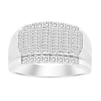 Thumbnail for MEN'S BAND 1 CT ROUND/BAGUETTE DIAMOND 10K WHITE GOLD