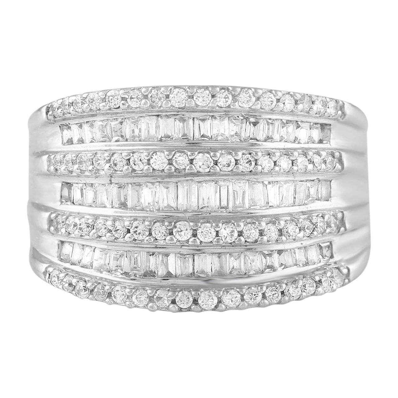 LADIES BAND 1 1/20 CT ROUND/BAGUETTE DIAMOND 14K WHITE GOLD