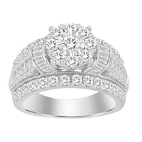 Thumbnail for LADIES RING 2 CT ROUND/BAGUETTE DIAMOND 10K WHITE GOLD