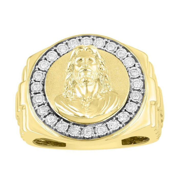 MEN'S RING 1/2 CT ROUND DIAMOND 10K YELLOW GOLD