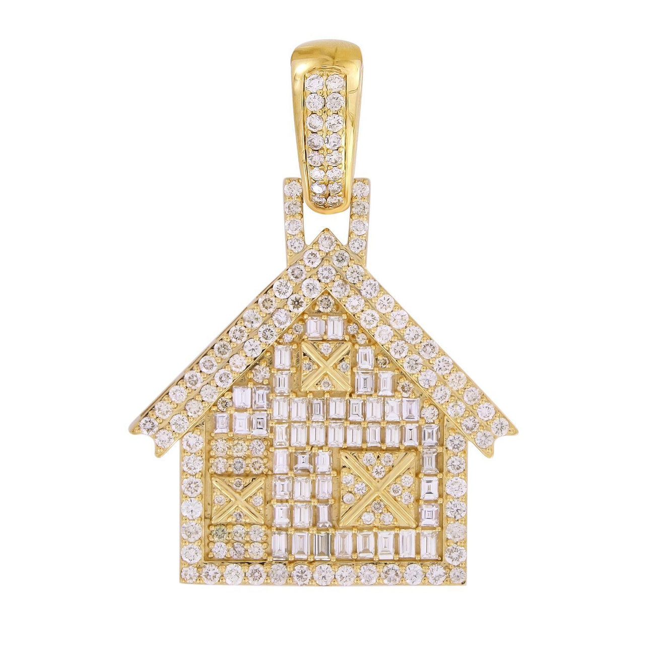 MEN'S CHARM 6 1/3 CT ROUND/BAGUETTE DIAMOND 14K YELLOW GOLD