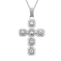 Thumbnail for MEN'S CROSS 3 1/4 CT ROUND/BAGUETTE DIAMOND 14K WHITE GOLD