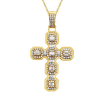 Thumbnail for MEN'S CROSS 3 1/4 CT ROUND/BAGUETTE DIAMOND 14K YELLOW GOLD