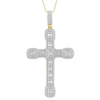 Thumbnail for MEN'S CROSS 4 1/2 CT ROUND/BAGUETTE DIAMOND 10K YELLOW GOLD