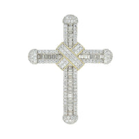 Thumbnail for MEN'S CROSS 1 1/2 CT ROUND/BAGUETTE DIAMOND 10K YELLOW GOLD