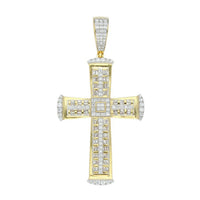 Thumbnail for MEN'S CROSS 1 1/2 CT ROUND/BAGUETTE DIAMOND 10K YELLOW GOLD