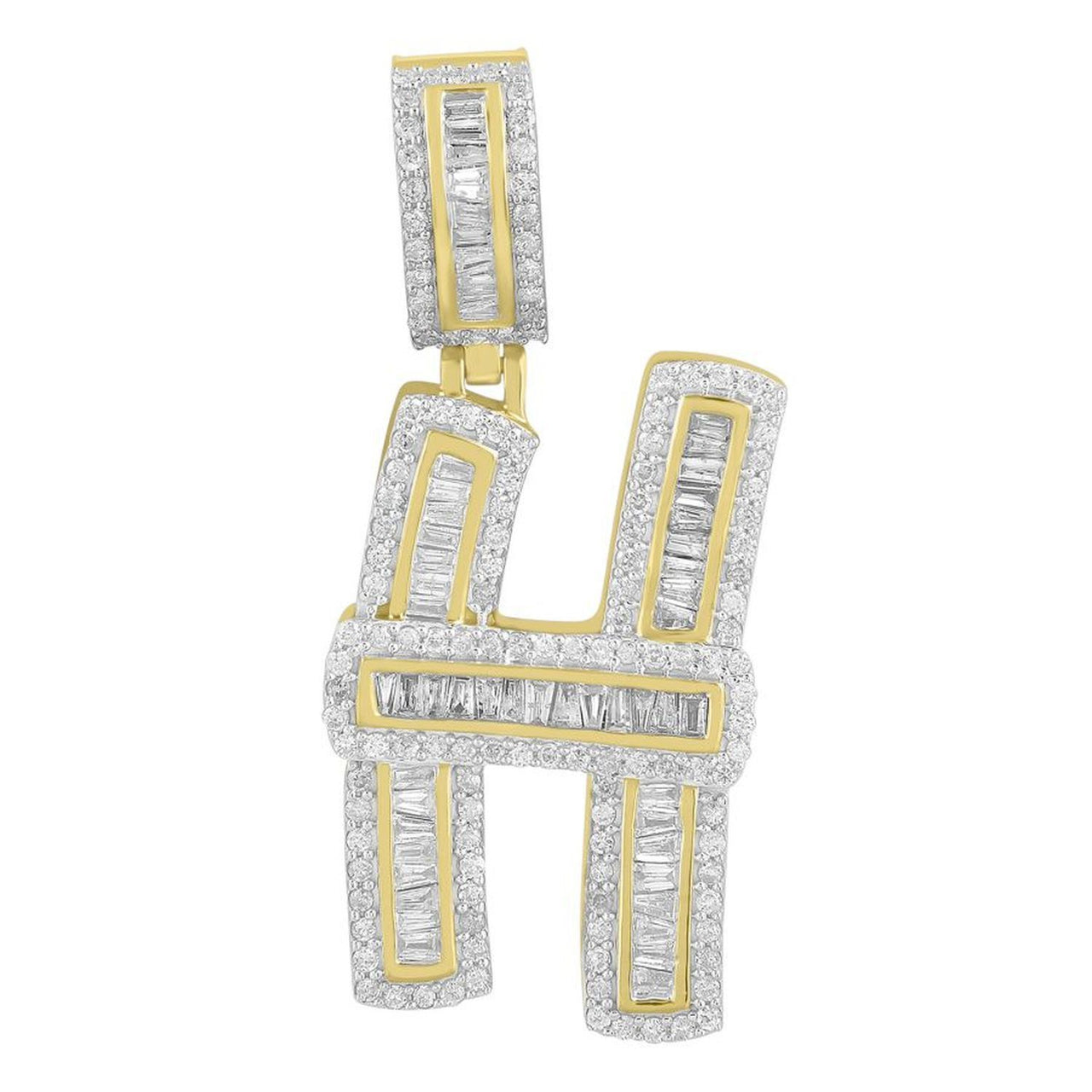 MEN'S CHARM 1 3/4 CT ROUND/BAGUETTE DIAMOND 10K YELLOW GOLD