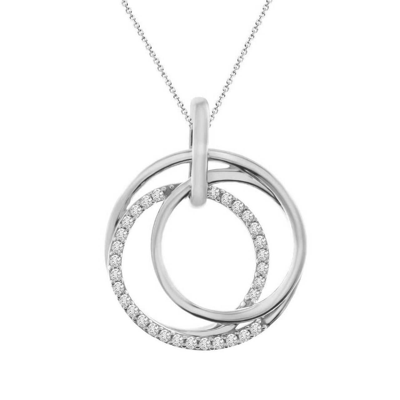 LADIES PENDANT 1/4 CT ROUND DIAMOND 10K WHITE GOLD