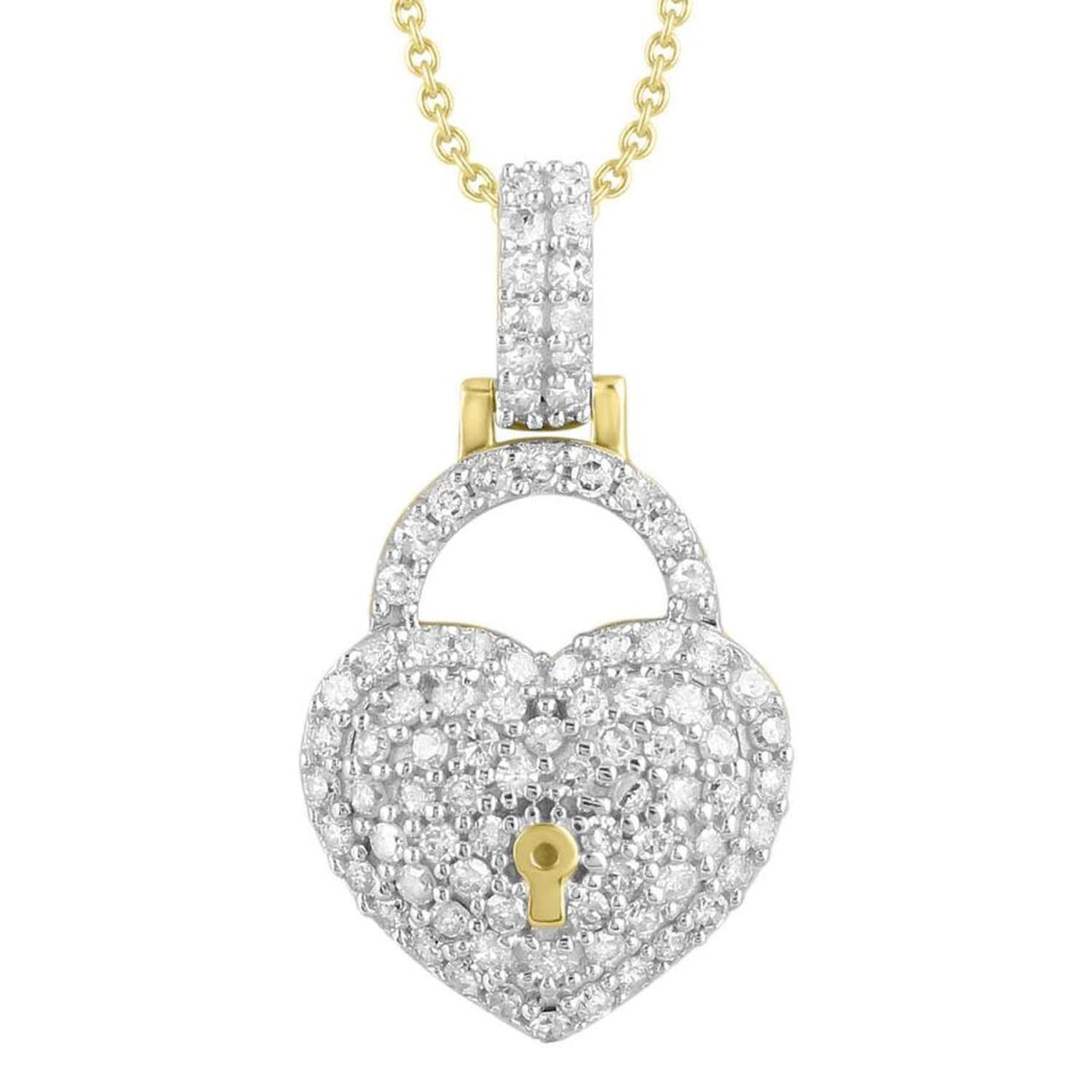 LADIES PENDANT 1/2 CT ROUND DIAMOND 10K YELLOW GOLD