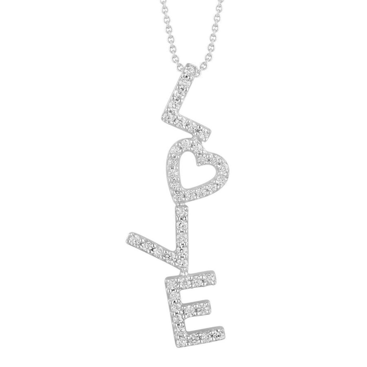 LADIES PENDANT 1/5 CT ROUND DIAMOND 10K WHITE GOLD