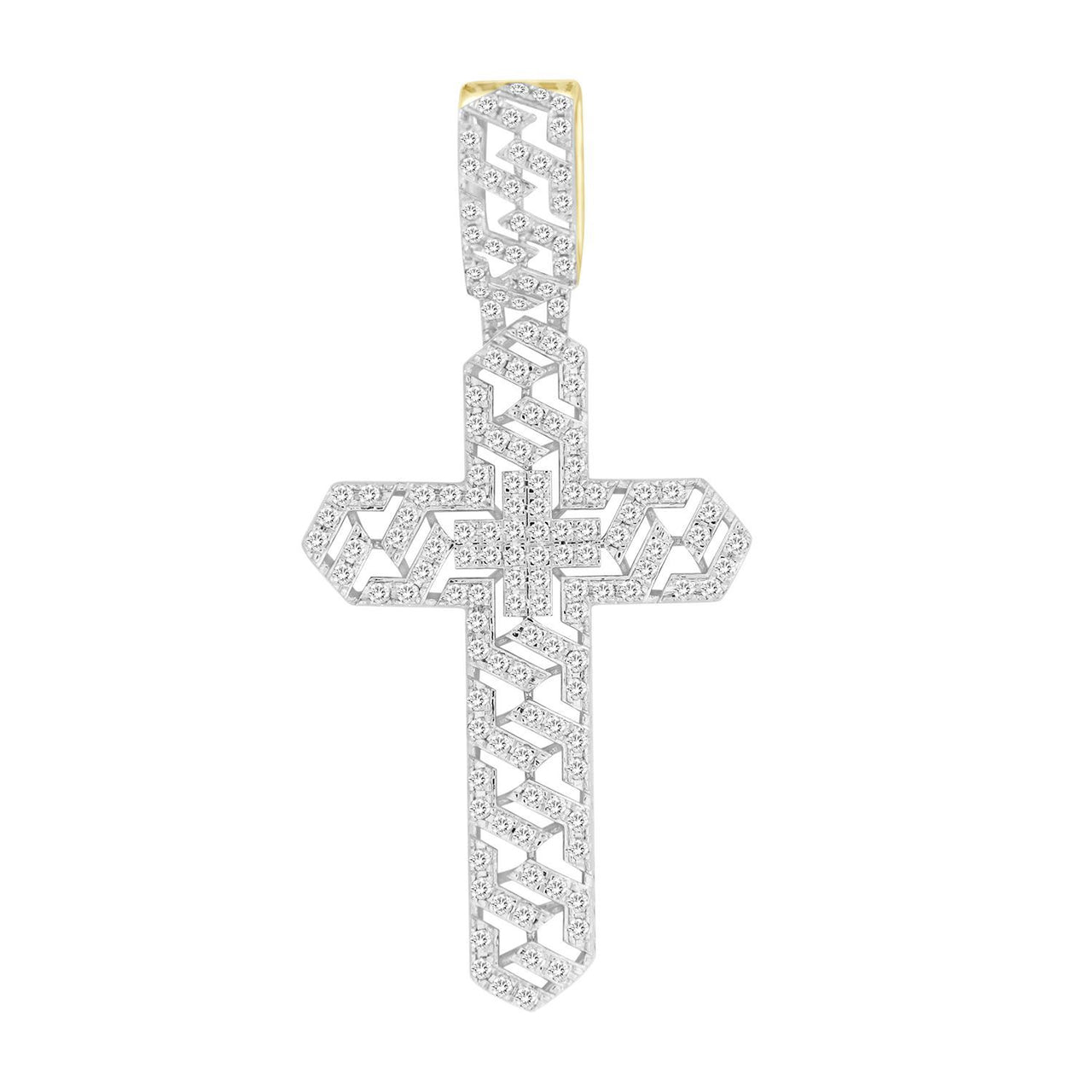MEN'S CHARM 2 CT ROUND DIAMOND 10K YELLOW GOLD