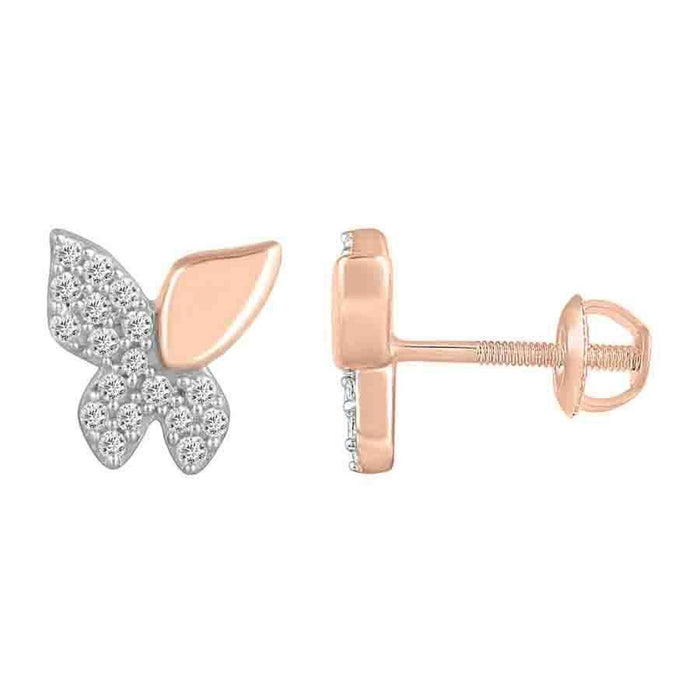 LADIES EARRING 1/5 CT ROUND DIAMOND 10K ROSE GOLD