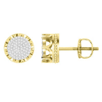 Thumbnail for UNISEX EARRINGS 1/3 CT ROUND DIAMOND SILVER YELLOW PLATING