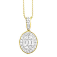 Thumbnail for LADIES PENDANT 1/2 CT ROUND/BAGUETTE DIAMOND 10K YELLOW GOLD