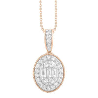 Thumbnail for LADIES PENDANT 1/2 CT ROUND/BAGUETTE DIAMOND 10K ROSE GOLD