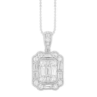 Thumbnail for LADIES PENDANT 1 CT ROUND/BAGUETTE DIAMOND 14K WHITE GOLD