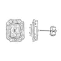 Thumbnail for LADIES EARRING 1 CT ROUND/BAGUETTE DIAMOND 14K WHITE GOLD