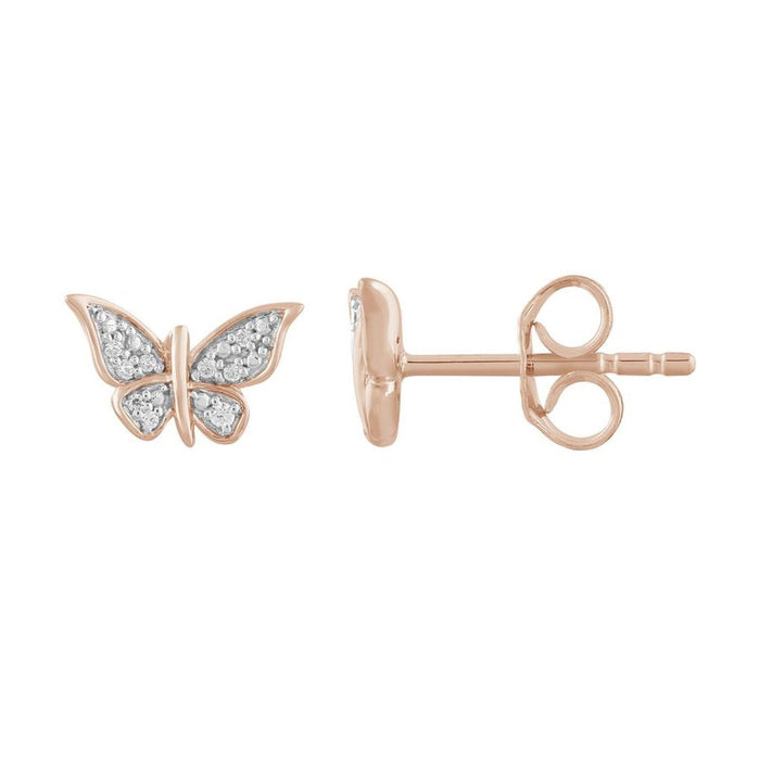 LADIES EARRING 1/20 CT ROUND DIAMOND 10K ROSE GOLD