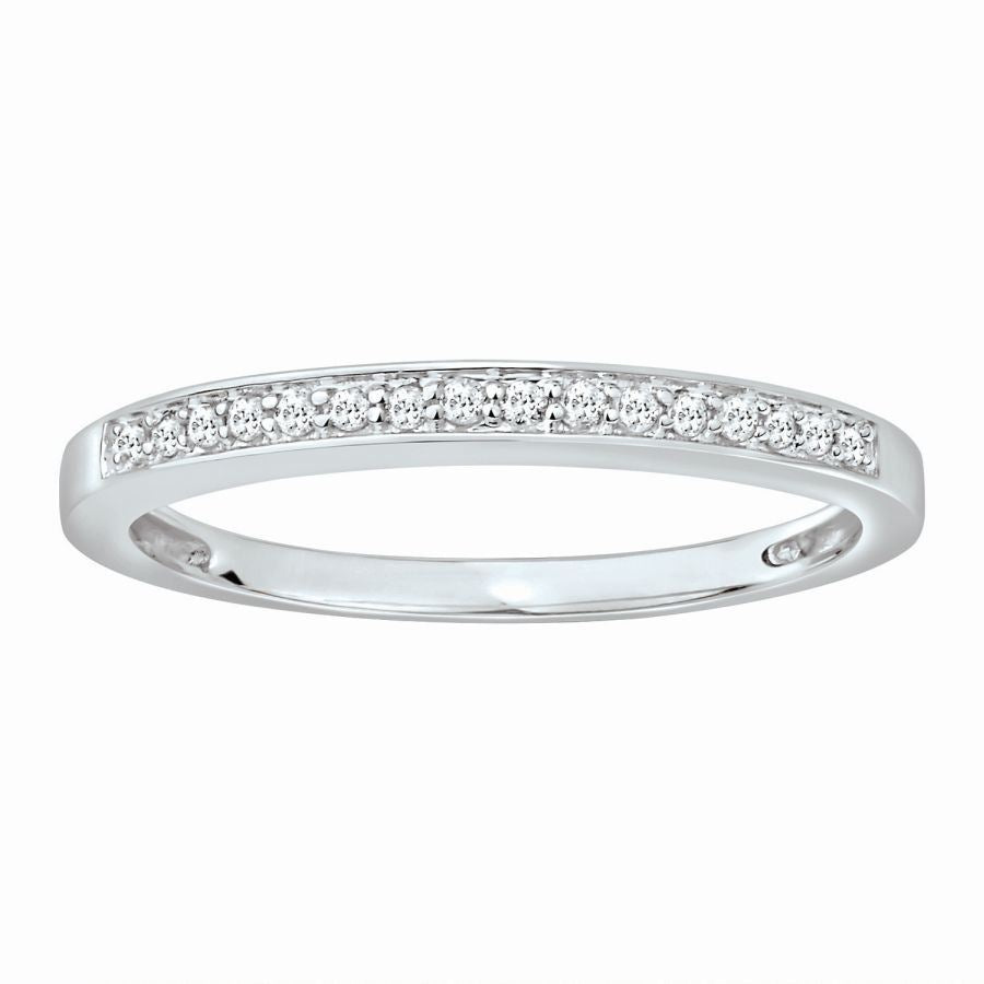 LADIES BAND 1/10 CT ROUND DIAMOND 10K WHITE GOLD