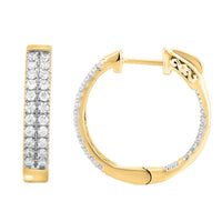Thumbnail for LADIES HOOPS 1 CT ROUND DIAMOND 10K YELLOW GOLD