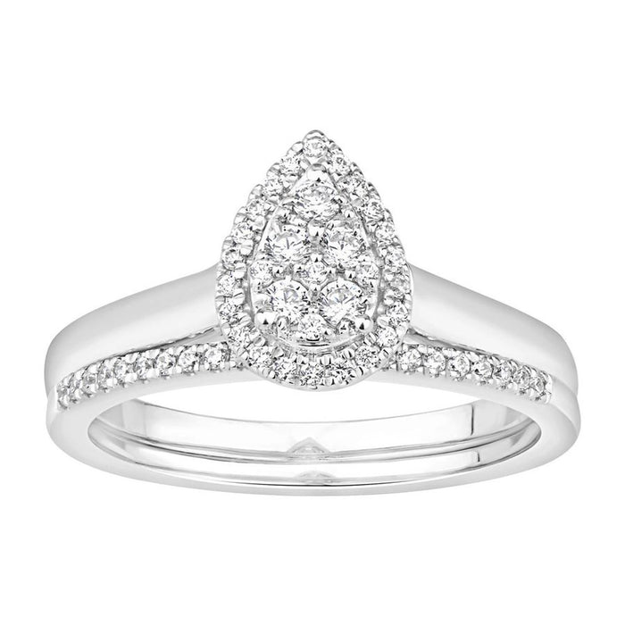 LADIES BRIDAL RING 1/3 CT ROUND DIAMOND 10K WHITE GOLD