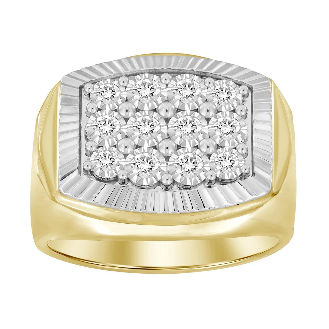 MEN'S RING 1/2 CT ROUND DIAMOND 10K YELLOW/WHITE GOLD