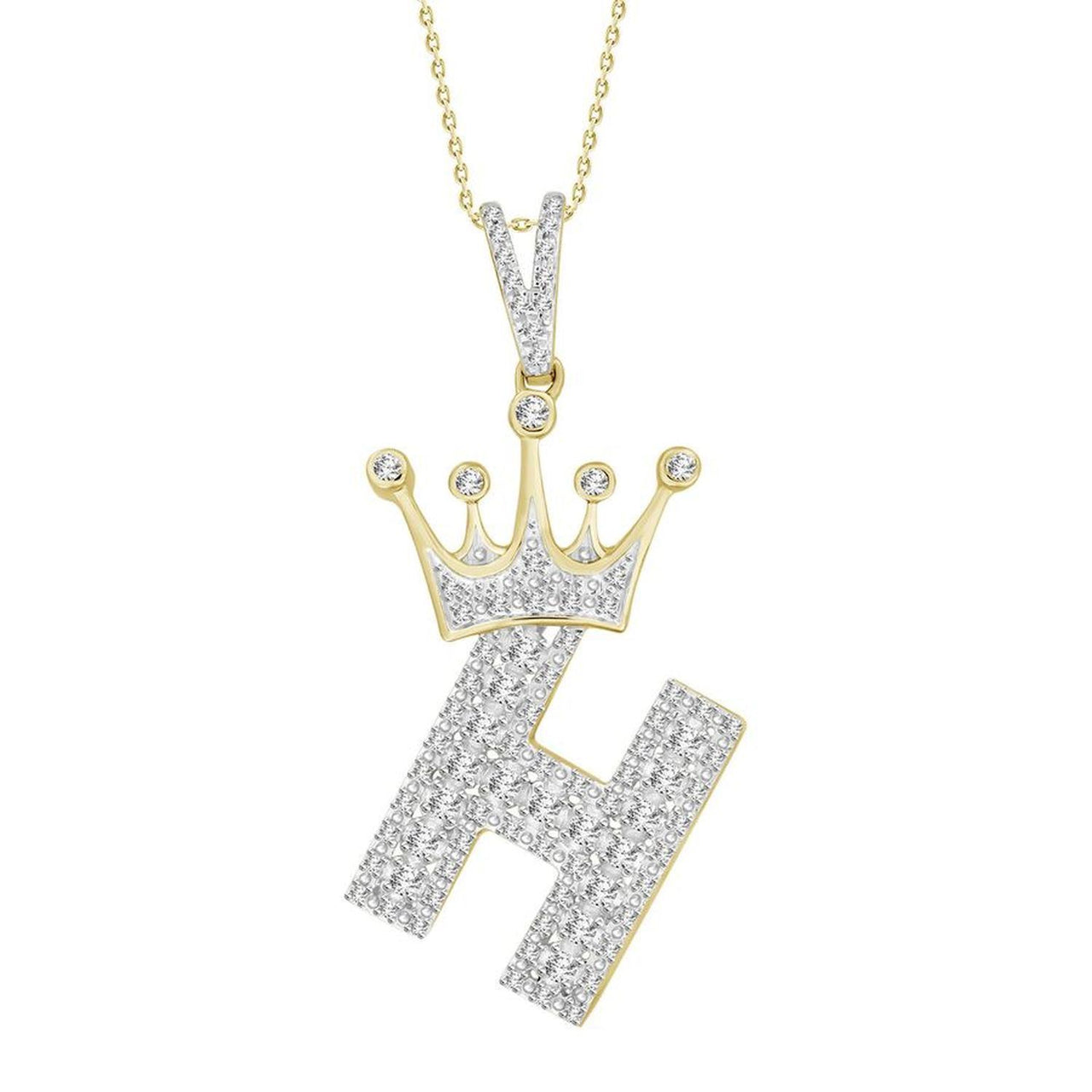 MEN'S CHARM 3/8 CT ROUND DIAMOND 10K YELLOW GOLD