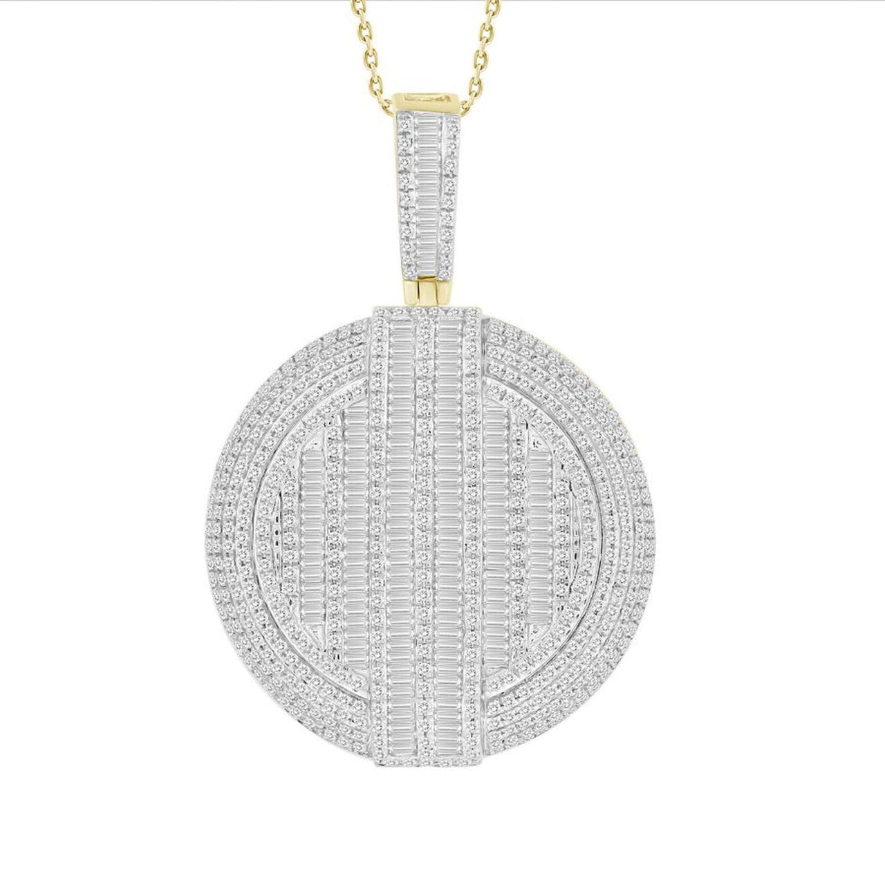 MEN'S CHARM 2 1/2 CT ROUND/BAGUETTE DIAMOND 14K YELLOW GOLD