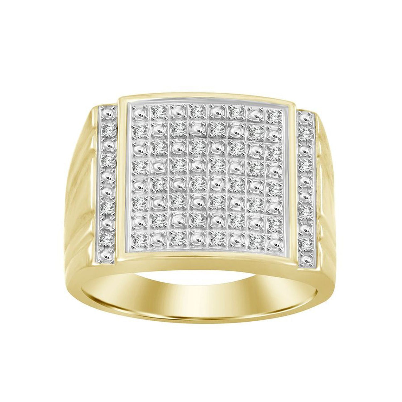 MEN'S RING 1/4 CT ROUND DIAMOND 10K YELLOW GOLD
