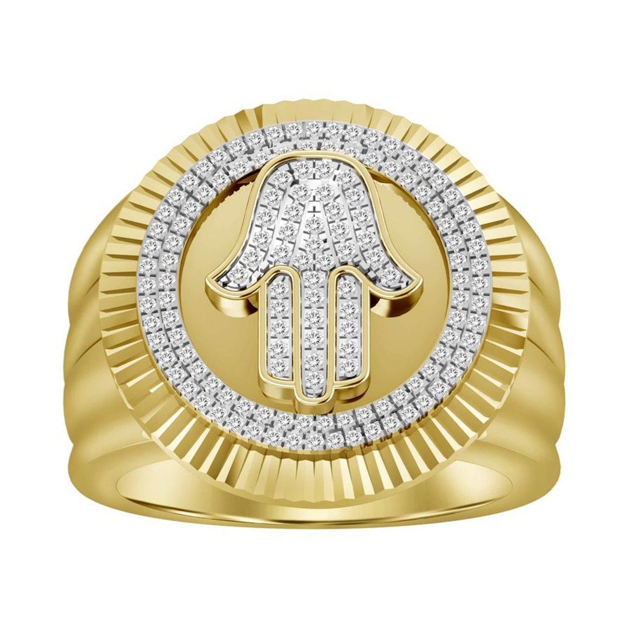 MEN'S RING 1/2 CT ROUND DIAMOND 10K YELLOW GOLD