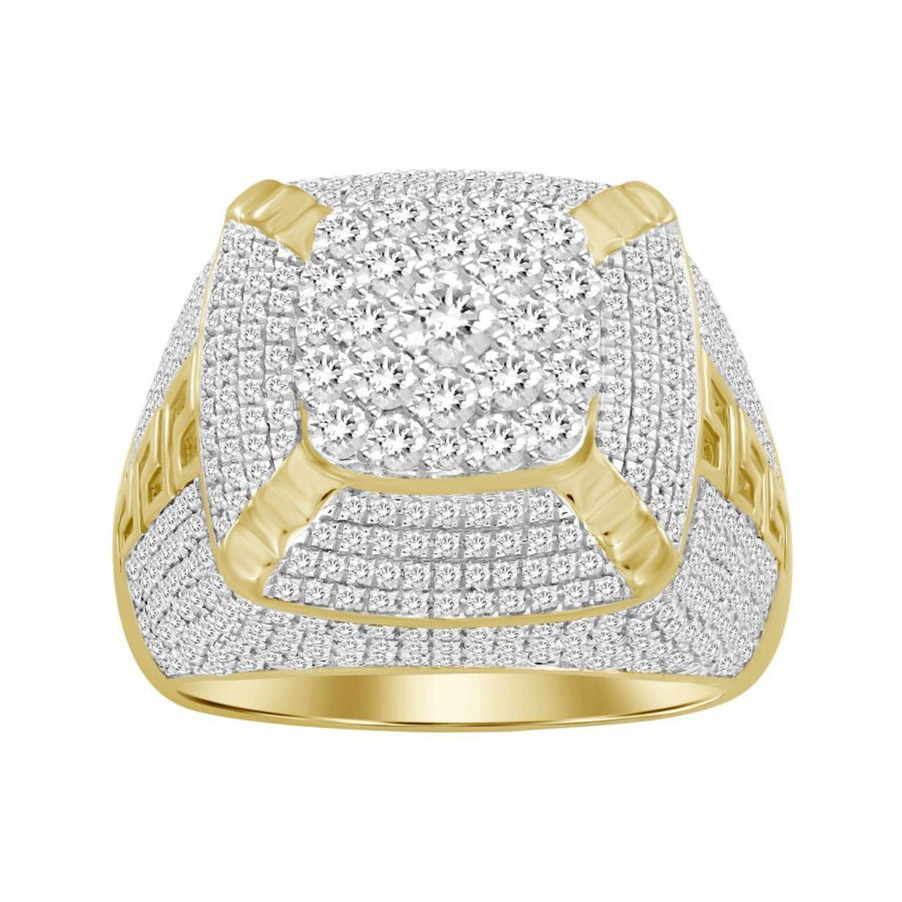 MEN'S RING 2 CT ROUND DIAMOND 10K YELLOW GOLD