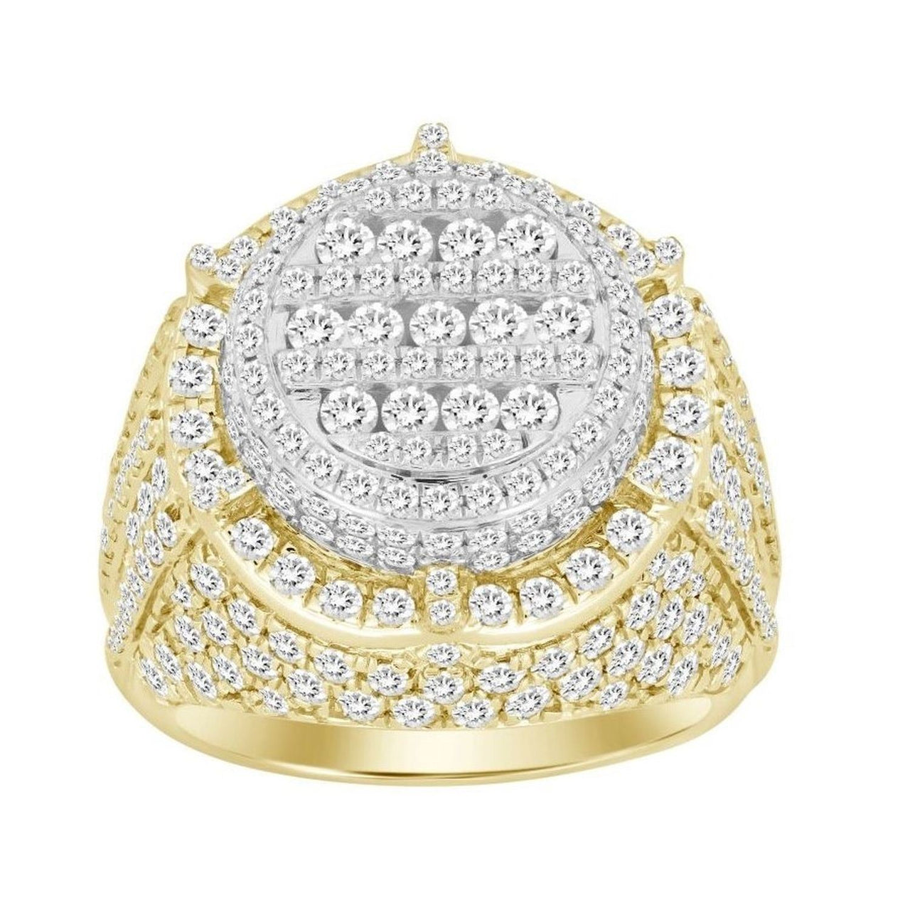 MEN'S RING 5 1/6 CT ROUND DIAMOND 14K YELLOW GOLD