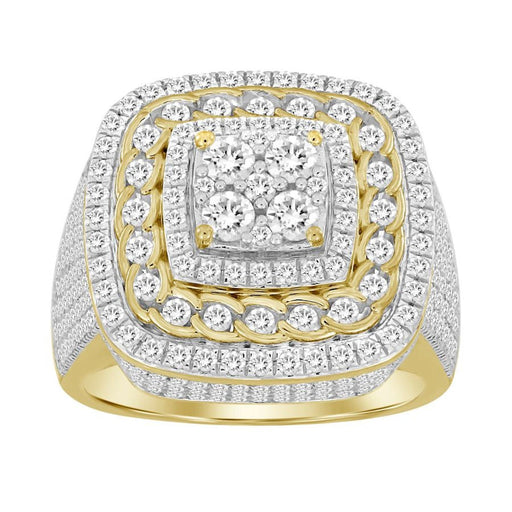 MEN'S RING 2 CT ROUND DIAMOND 10K YELLOW GOLD