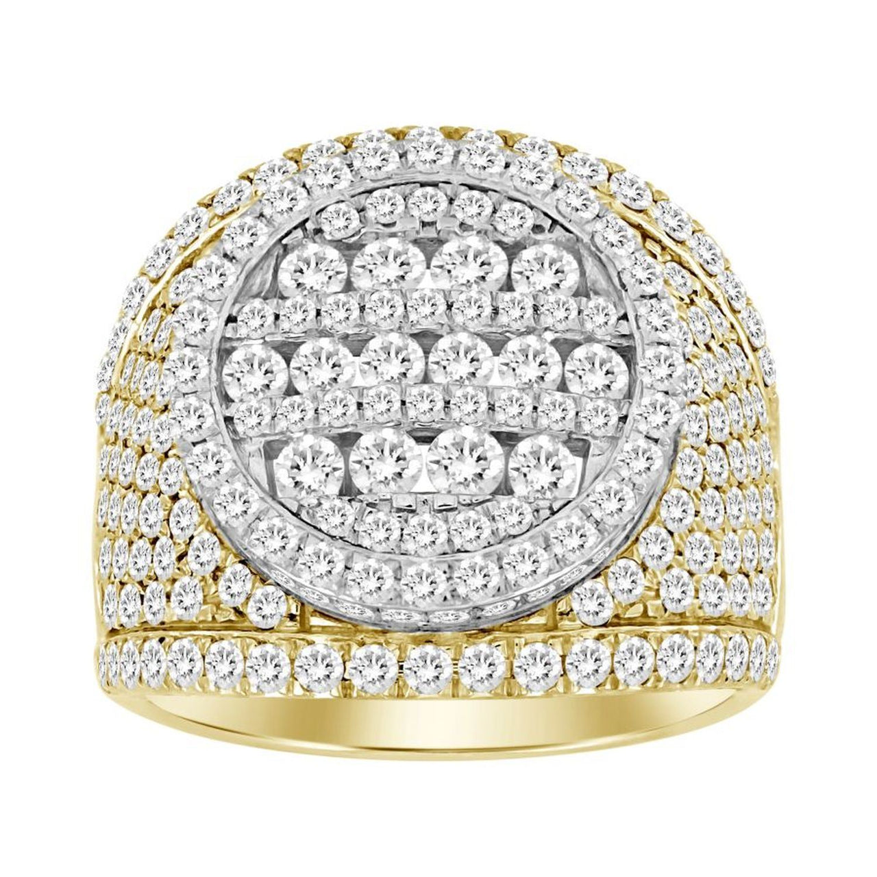 MEN'S RING 4 1/10 CT ROUND DIAMOND 10K YELLOW GOLD