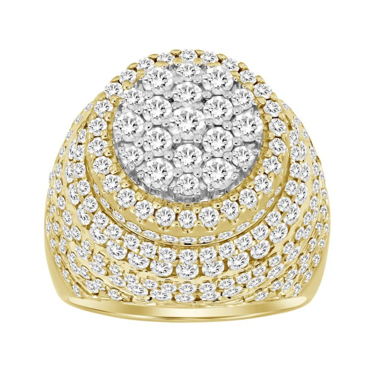 MEN'S RING 5 CT ROUND DIAMOND 10K YELLOW GOLD