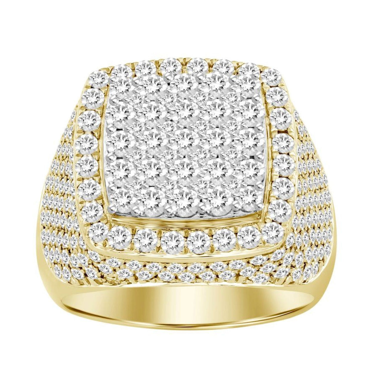 MEN'S RING 3 7/8 CT ROUND DIAMOND 10K YELLOW GOLD