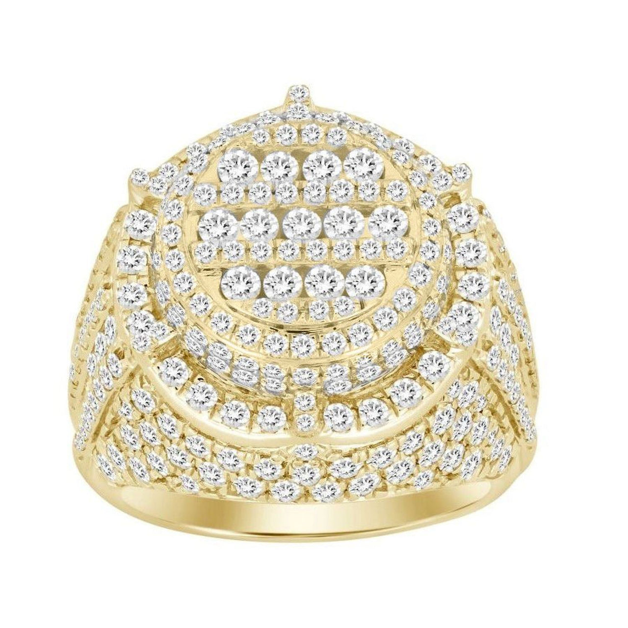 MEN'S RING 5 1/6 CT ROUND DIAMOND 10K YELLOW GOLD