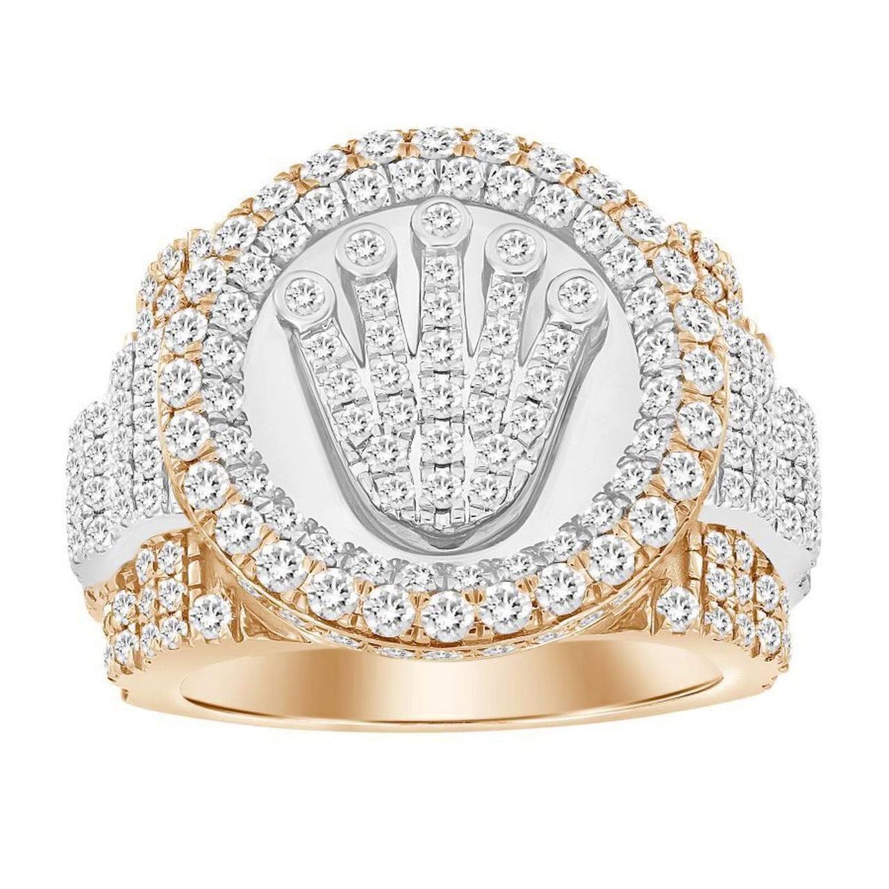 MEN'S RING 3 7/8 CT ROUND DIAMOND 10K ROSE/WHITE GOLD