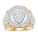 MEN'S RING 3 7/8 CT ROUND DIAMOND 10K ROSE/WHITE GOLD