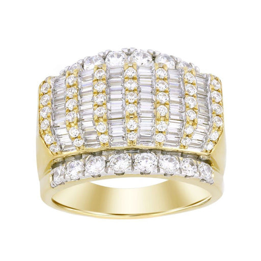 MEN'S RING 3 CT ROUND/BAGUETTE DIAMOND 10K YELLOW GOLD