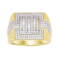 Thumbnail for MEN'S RING 1 CT ROUND/BAGUETTE DIAMOND 10K YELLOW GOLD