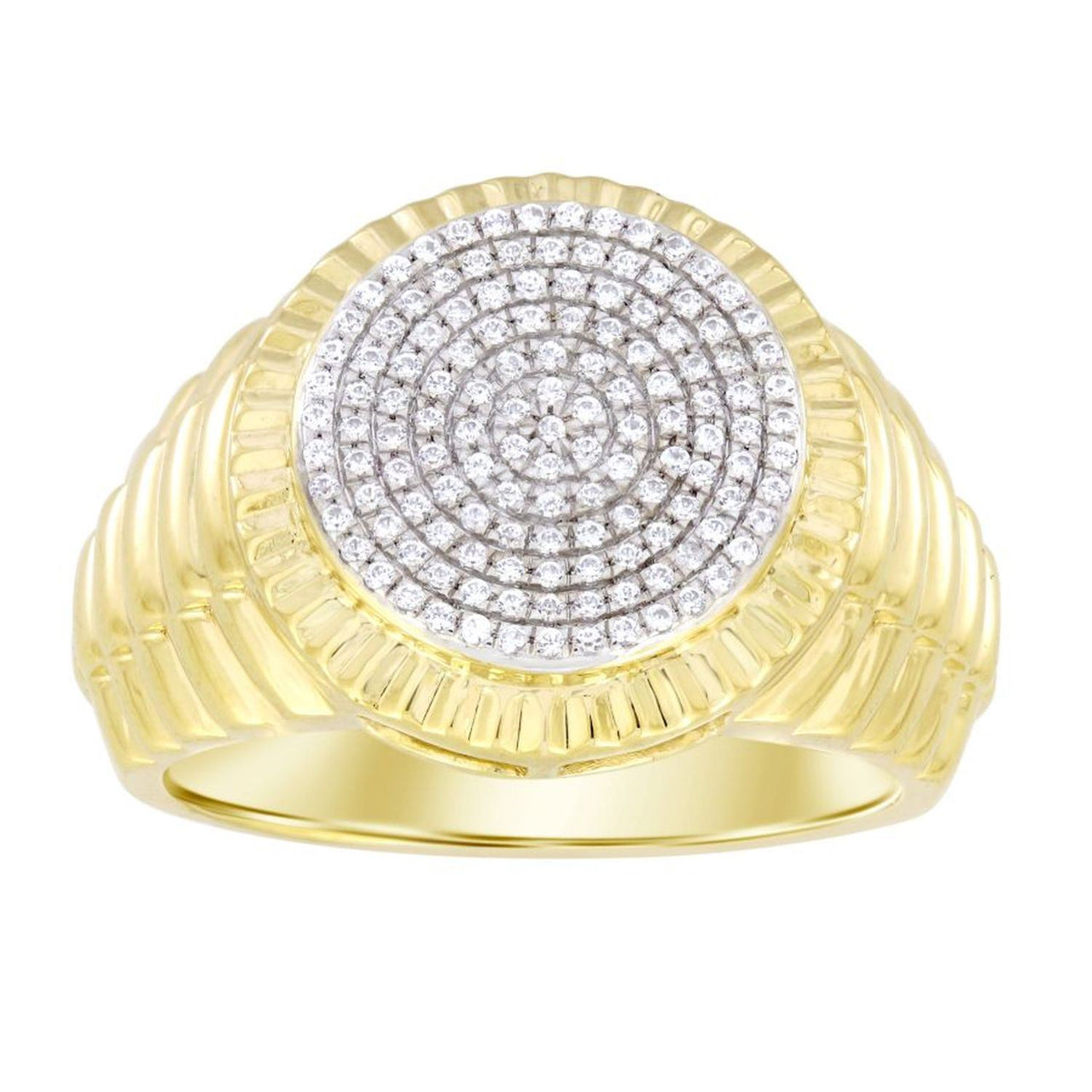 MEN'S RING 1/2 CT ROUND DIAMOND 10K YELLOW GOLD