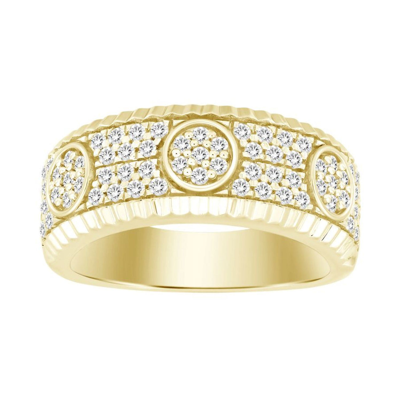 MEN'S BAND 3/4 CT ROUND DIAMOND 10K YELLOW GOLD
