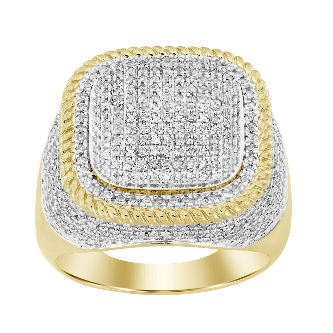 MEN'S RING 1 CT ROUND DIAMOND 10K YELLOW GOLD