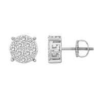 Thumbnail for MEN'S EARRINGS 1 CT ROUND DIAMOND 10K WHITE GOLD