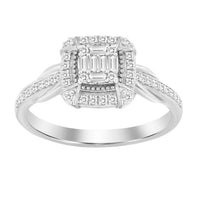 Thumbnail for LADIES RING 1/4 CT ROUND/BAGUETTE DIAMOND 10K WHITE GOLD