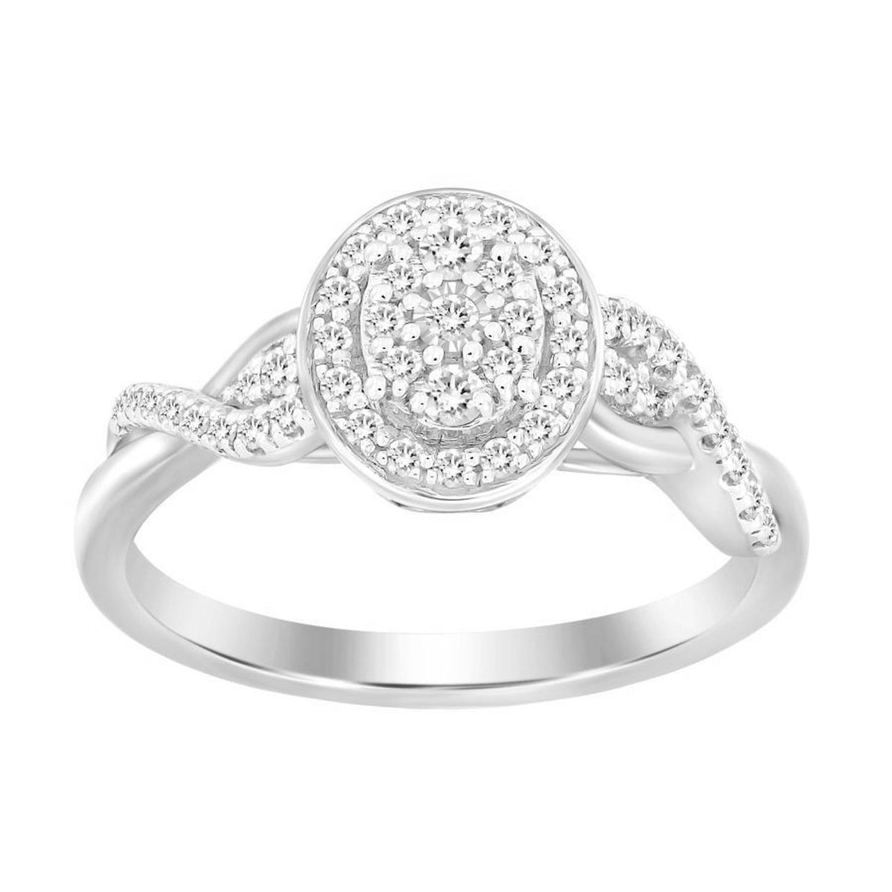 LADIES RING 1/4 CT ROUND DIAMOND 10K WHITE GOLD